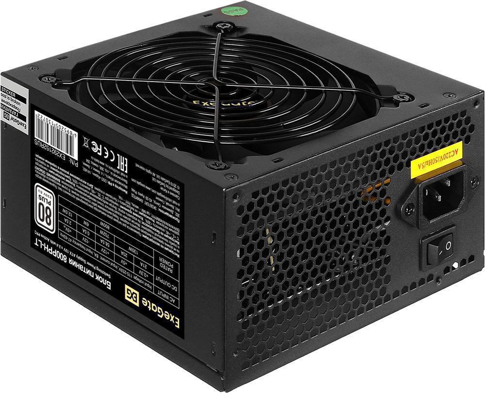 Блок питания Exegate ATX 800W 800PPH-LT 80+ (20+4pin) APFC 120mm fan 8xSATA