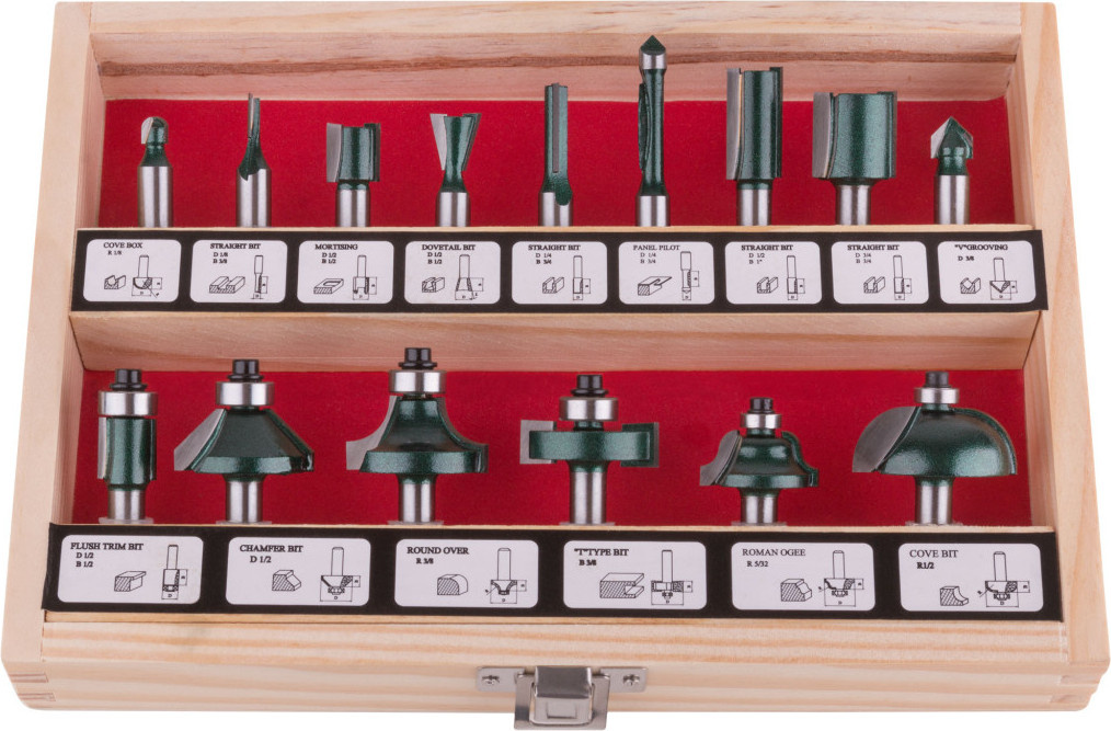 Набор фрез по дер. FIT 36579 d(посад.)=8мм (фрезеры) (упак.:15шт)