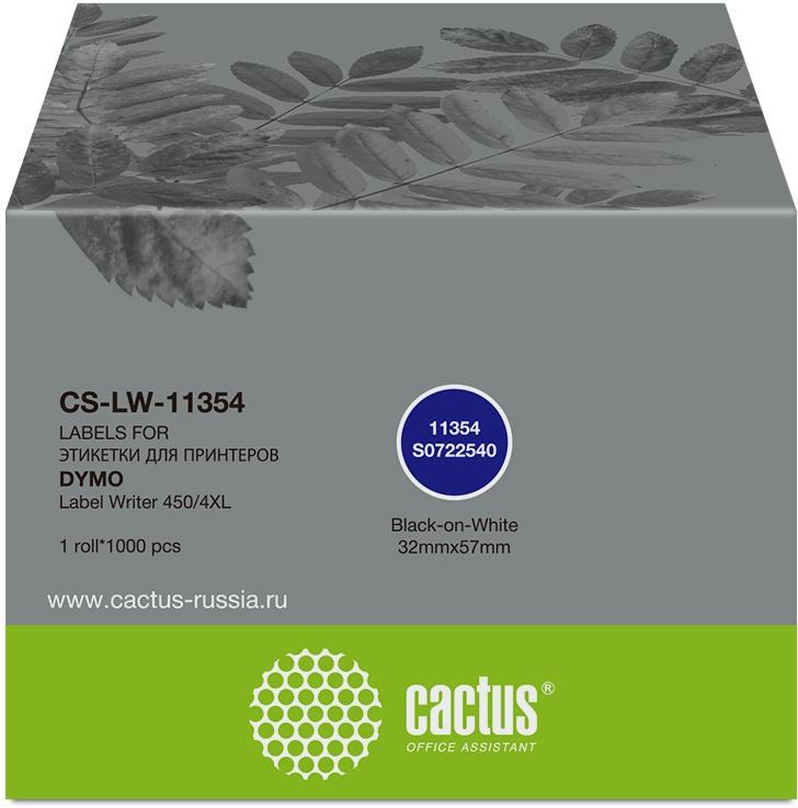 Этикетки Cactus CS-LW-11354 сег.:57x32мм черный белый 1000шт/рул Dymo Label Writer 450/4XL