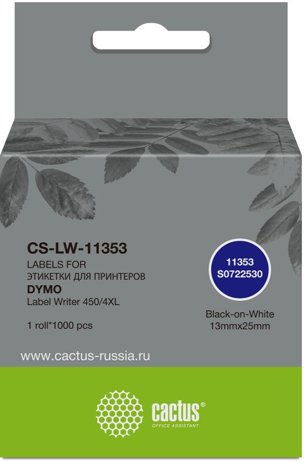 Этикетки Cactus CS-LW-11353 сег.:25x13мм черный белый 1000шт/рул Dymo Label Writer 450/4XL