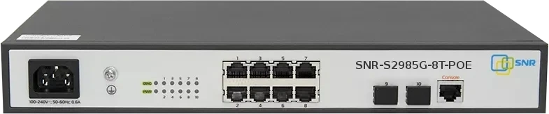Коммутатор SNR SNR-S2985G-8T-POE (L2) 8x1Гбит/с 2SFP 8PoE 124W управляемый