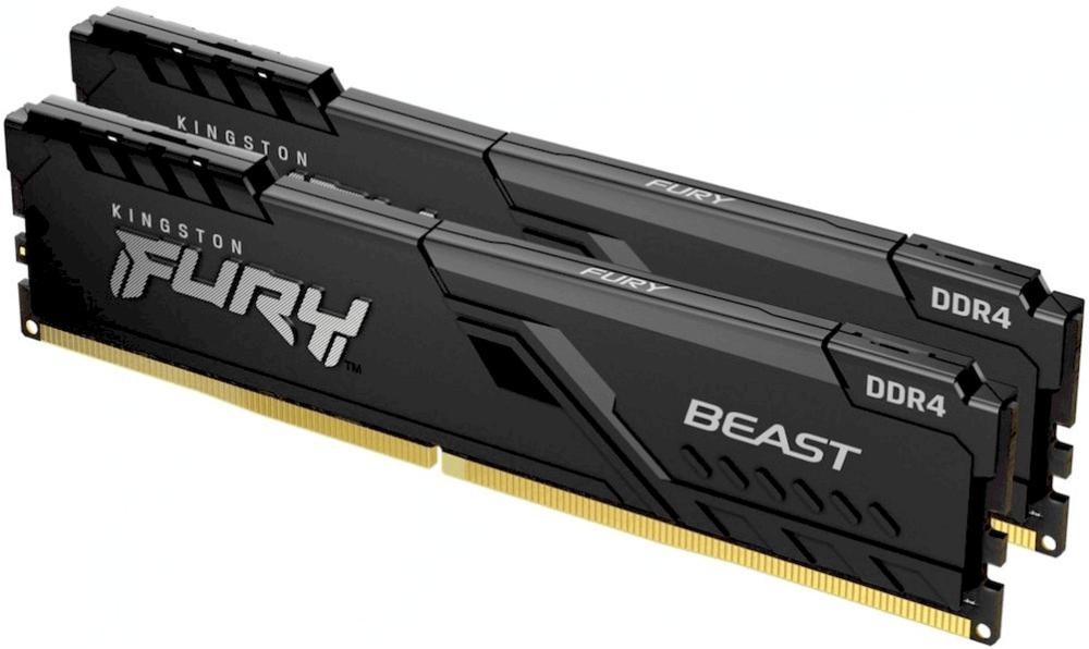 Память DDR4 2x32GB 2666MHz Kingston KF426C16BBK2/64 Fury Beast Black RTL Gaming PC4-21300 CL16 DIMM 288-pin 1.2В kit Intel dual rank с радиатором Ret