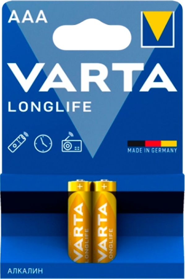Батарея Varta Longlife Alkaline LR03 AAA (2шт) блистер