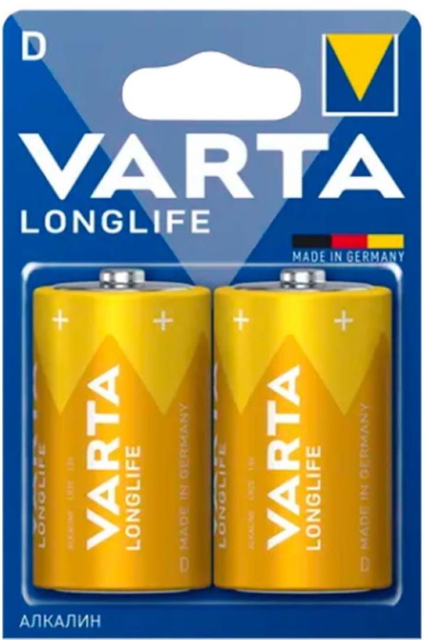 Батарея Varta Longlife LR20 Alkaline D (2шт) блистер