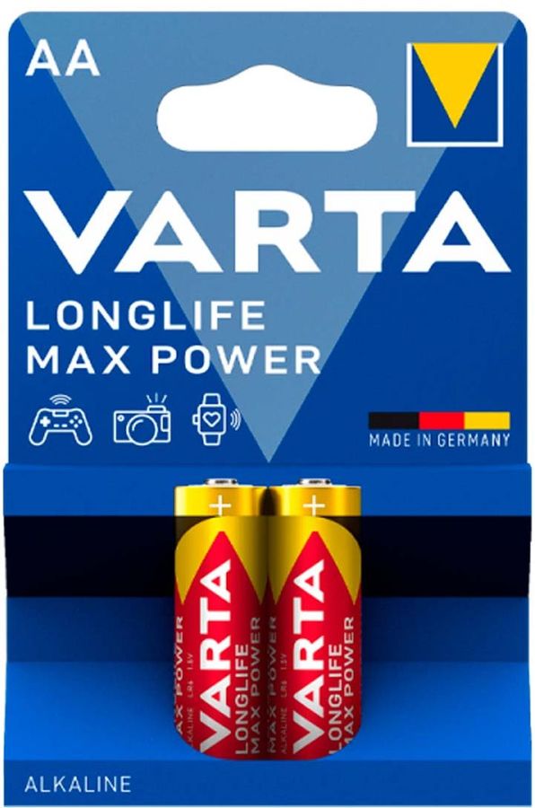 Батарея Varta LongLife Max Power LR6 Alkaline AA (2шт) блистер