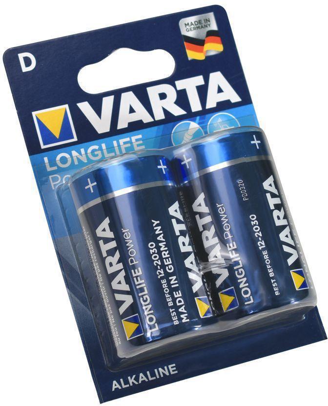 Батарея Varta Longlife power LR20 BL2 Alkaline D (2шт) блистер