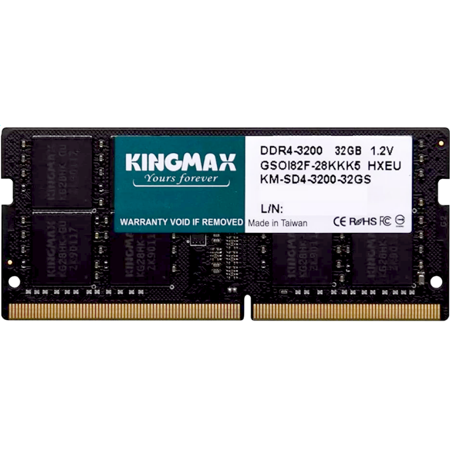 Память DDR4 32GB 3200MHz Kingmax KM-SD4-3200-32GS RTL PC4-25600 CL22 SO-DIMM 260-pin 1.2В dual rank Ret