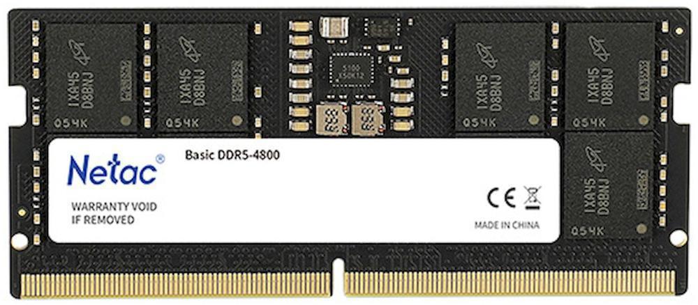 Память DDR5 8GB 4800MHz Netac NTBSD5N48SP-08 Basic RTL Gaming PC5-38400 CL40 SO-DIMM ECC 262-pin 1.1В original Intel Ret