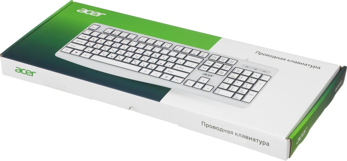 Клавиатура Acer OKW301 белый USB Multimedia (ZL.KBDCC.01B) кабель 1.8м