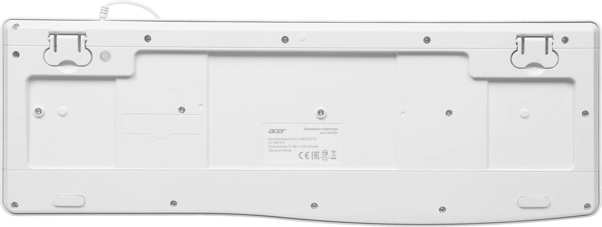 Клавиатура Acer OKW301 белый USB Multimedia (ZL.KBDCC.01B) кабель 1.8м