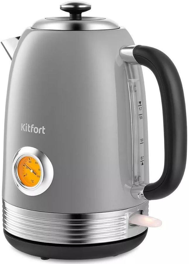 Чайник электрический Kitfort КТ-6605 1.7л. 2200Вт серый корпус: металл/пластик