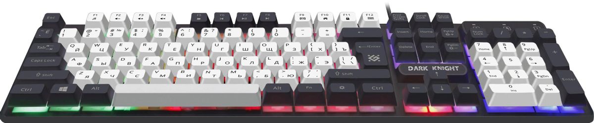 Клавиатура Defender GK-077 белый/черный USB for gamer LED (45078) кабель 1.5м