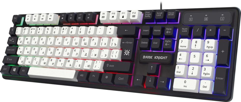 Клавиатура Defender GK-077 белый/черный USB for gamer LED (45078) кабель 1.5м