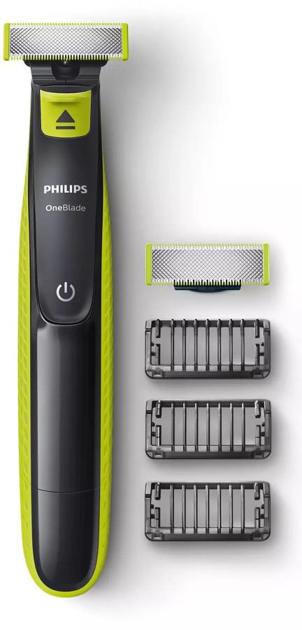 Триммер Philips QP2520/30 черный/салатовый (насадок в компл:3шт)