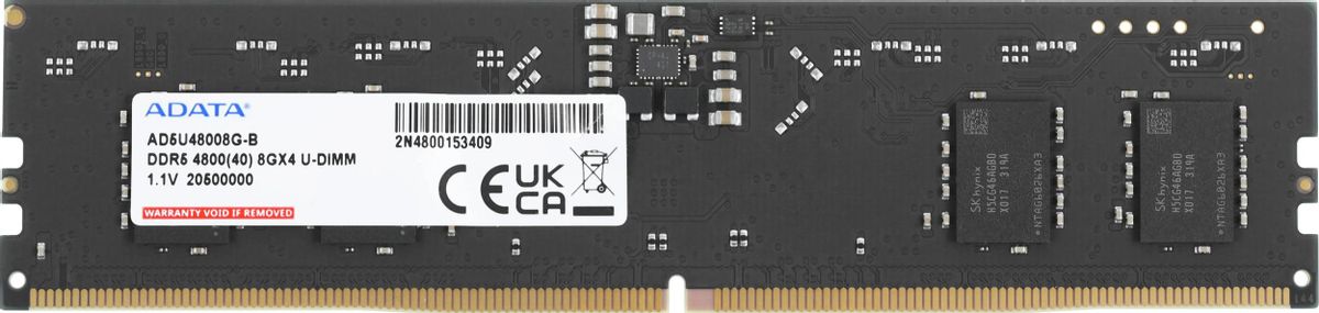 Память DDR5 8GB 4800MHz A-Data AD5U48008G-B OEM PC5-38400 CL40 DIMM 288-pin 1.1В single rank OEM