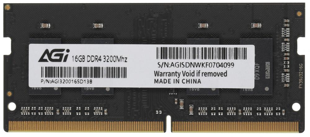 Память DDR4 16GB 3200MHz AGi AGI320016SD138 SD138 OEM PC4-25600 SO-DIMM 260-pin 1.2В OEM