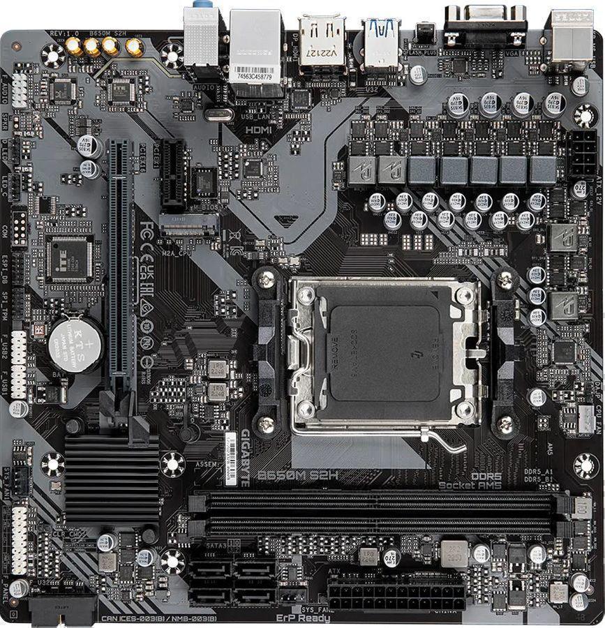 Материнская плата Gigabyte B650M S2H SocketAM5 AMD B650 mATX AC`97 8ch(7.1) GbLAN RAID+VGA+HDMI+DP