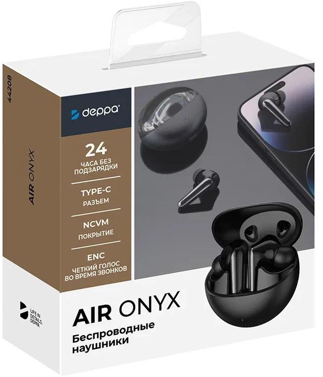 Гарнитура вкладыши Deppa Air Onyx черный беспроводные bluetooth в ушной раковине (44208)