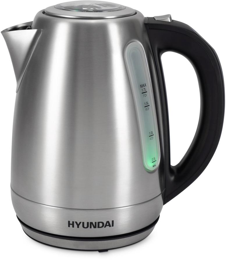 Чайник электрический Hyundai HYK-S8408 1.7л. 2200Вт серебристый матовый/черный корпус: металл