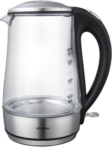 Чайник электрический Hyundai HYK-G8406 1.7л. 2200Вт прозрачный/черный корпус: стекло
