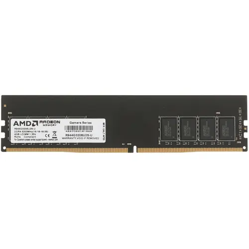 Память DDR4 4GB 3200MHz AMD R944G3206U2S-U Radeon R9 Gamer Series RTL PC4-25600 CL16 DIMM 288-pin 1.35В Ret