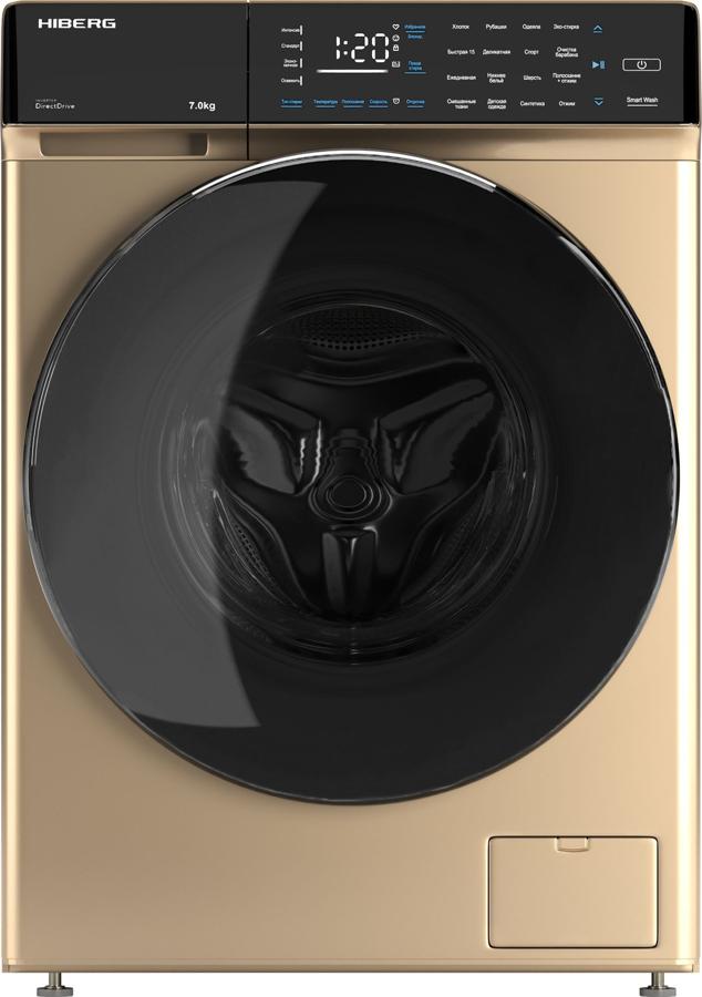 Стиральная машина Hiberg i-DDQ9-712 G класс: A+++ загр.фронтальная макс.:7кг золотистый инвертор