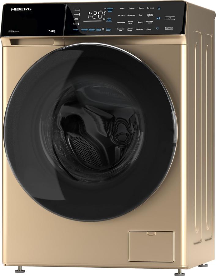 Стиральная машина Hiberg i-DDQ9-712 G класс: A+++ загр.фронтальная макс.:7кг золотистый инвертор