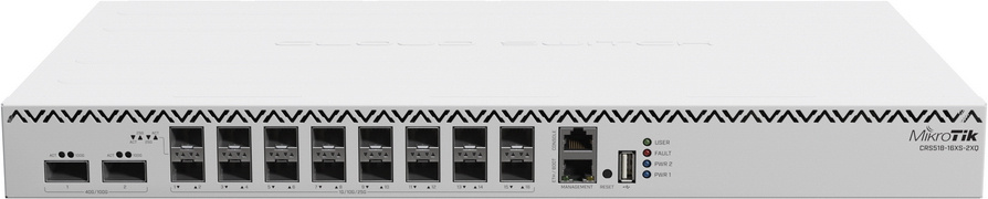 Коммутатор MikroTik CRS518 CRS518-16XS-2XQ-RM (L3) 1x100Мбит/с 16SFP 2xQSFP28 управляемый