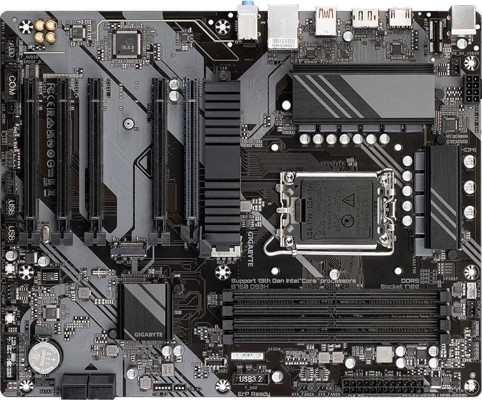Материнская плата Gigabyte B760 DS3H Soc-1700 Intel B760 4xDDR5 ATX AC`97 8ch(7.1) GbLAN RAID+HDMI+DP