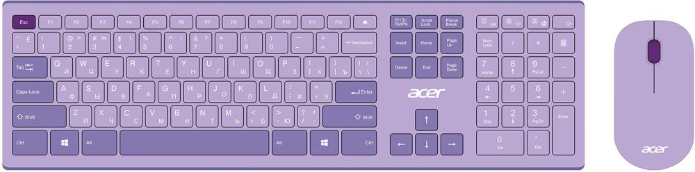 Клавиатура + мышь Acer OCC205 клав:фиолетовый мышь:фиолетовый USB беспроводная slim Multimedia (ZL.ACCEE.00D)