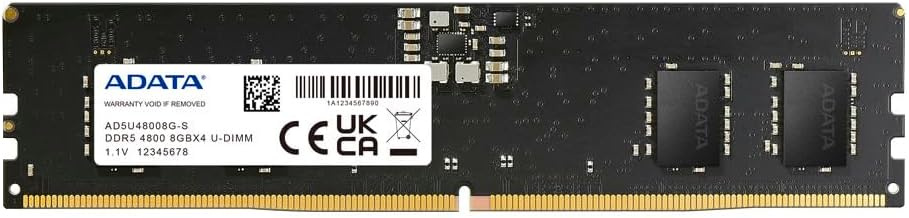 Память DDR5 8GB 4800MHz A-Data AD5U48008G-S RTL PC5-38400 CL40 DIMM 288-pin 1.1В single rank Ret