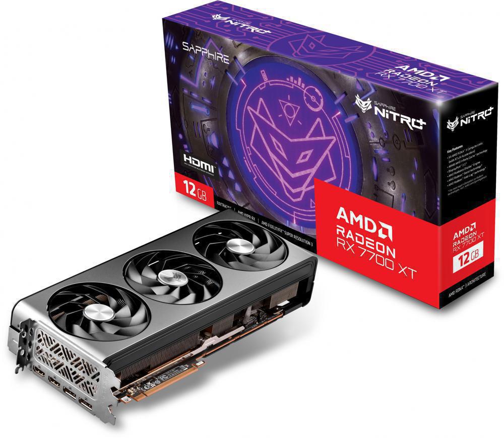 Видеокарта Sapphire PCI-E 4.0 11335-02-20G NITRO+ RX 7700 XT GAMING OC AMD Radeon RX 7700XT 12Gb 192bit GDDR6 2276/18000 HDMIx2 DPx2 HDCP Ret