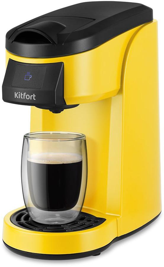Кофемашина Kitfort КТ-7121-3 800Вт черный/желтый