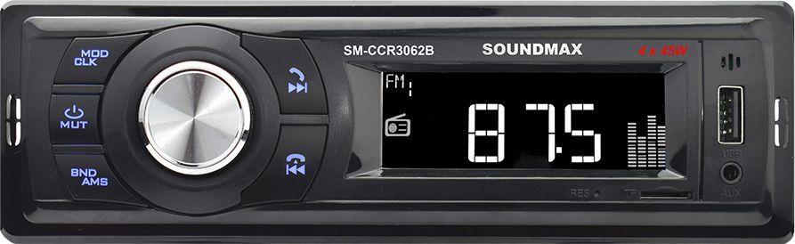 Автомагнитола Soundmax SM-CCR3062B 1DIN 4x45Вт AUX (SM-CCR3062B(ЧЕРНЫЙ)\B)