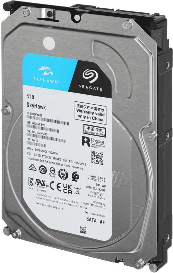 Жесткий диск Seagate SATA-III 4TB ST4000VX015 Surveillance Skyhawk 4KN (5400rpm) 256Mb 3.5"