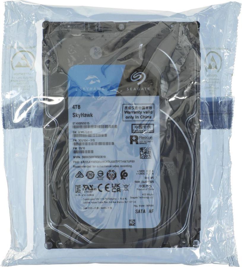 Жесткий диск Seagate SATA-III 4TB ST4000VX015 Surveillance Skyhawk 4KN (5400rpm) 256Mb 3.5"