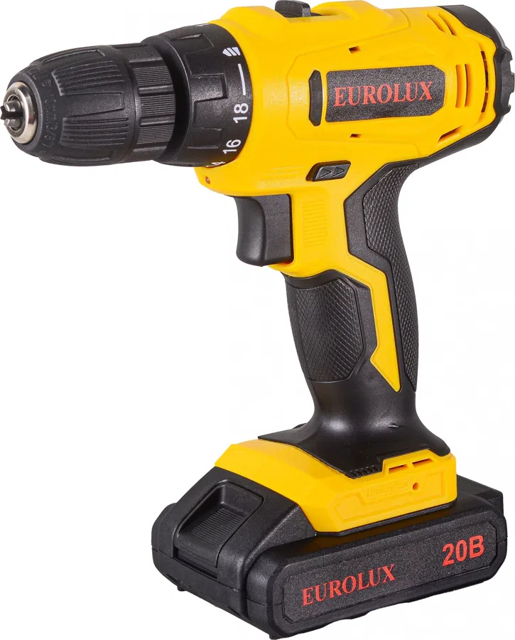 Дрель-шуруповерт Eurolux ДА-20/2Li аккум. патрон:быстрозажимной (кейс в комплекте) (72/14/52)