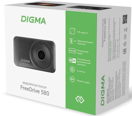 Видеорегистратор Digma FreeDrive 580 черный 4Mpix 1296x2304 1296p 140гр. GP2178