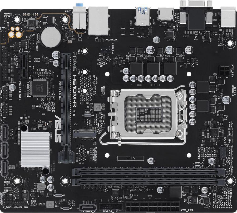 Материнская плата Asus PRIME H610M-R-SI Soc-1700 Intel H610 2xDDR5 mATX AC`97 8ch(7.1) GbLAN+VGA+HDMI+DP White Box