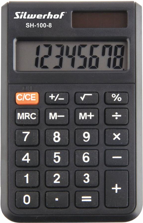 Калькулятор карманный Silwerhof SH-100-8 черный 8-разр.
