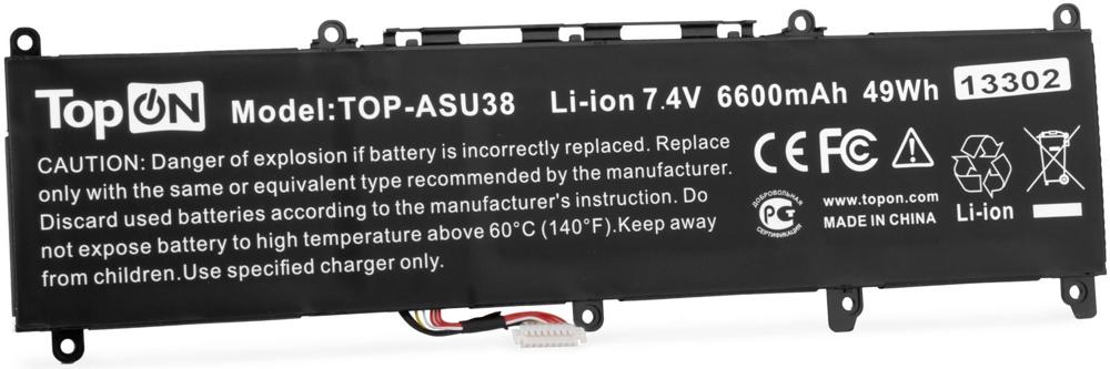 Батарея для ноутбука TopON TOP-ASU38 7.4V 6600mAh литиево-ионная Asus VivoBook S13 S330 (103188)