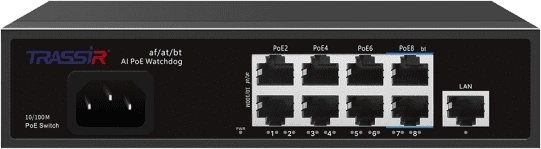 Коммутатор Trassir TR-NS1109-120-8PoE (L2) 9x100Мбит/с 8PoE неуправляемый