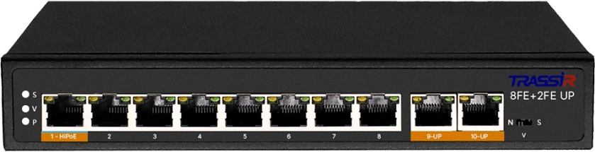 Коммутатор Trassir TR-NS1110-120-8POE (L2) 10x100Мбит/с 8PoE 120W неуправляемый