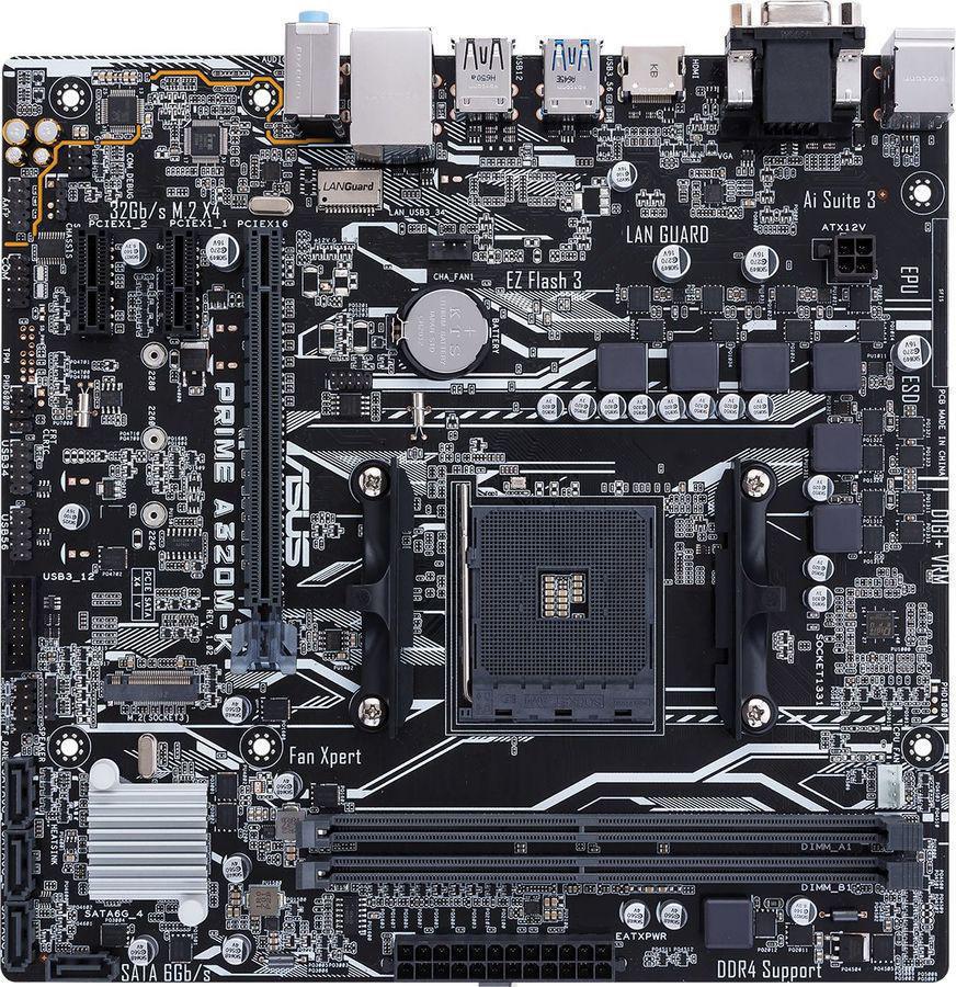 Материнская плата Asus PRIME A320M-K/CSM Soc-AM4 AMD A320 2xDDR4 mATX AC`97 8ch(7.1) GbLAN RAID+VGA+HDMI