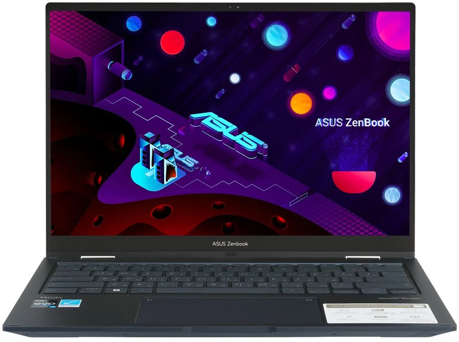 Ноутбук Asus Zenbook 14 Flip OLED UP3404VA-KN026W Core i7 1360P 16Gb SSD1Tb Intel Iris Xe graphics 14" OLED Touch 2.8K (2880x1800) Windows 11 Home blue WiFi BT Cam Bag (90NB10E2-M002A0)