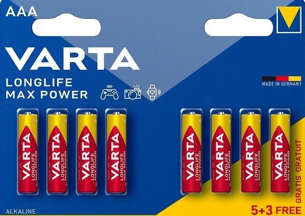 Батарея Varta LongLife Max Power Alkaline LR03 BL5+3 AAA (8шт) блистер