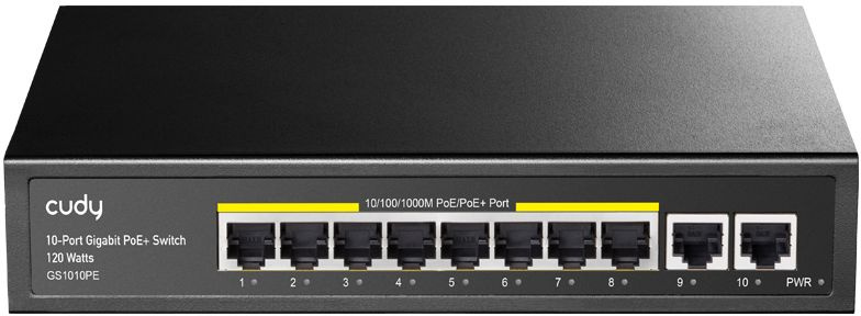 Коммутатор Cudy GS1010PE (L2) 10x1Гбит/с 8PoE+ 120W неуправляемый