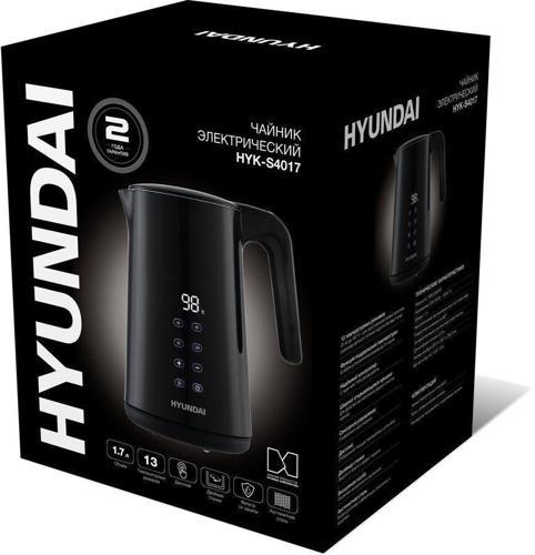 Чайник электрический Hyundai HYK-S4017 1.7л. 2200Вт черный корпус: металл