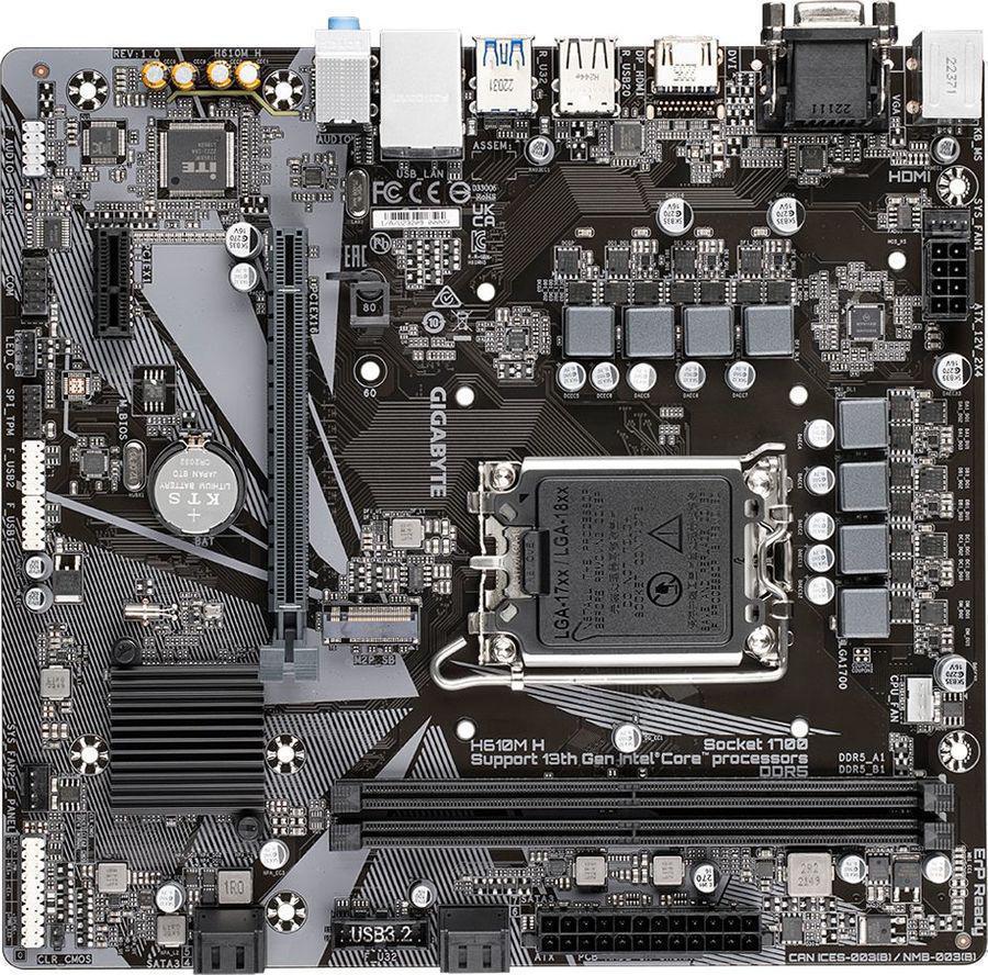 Материнская плата Gigabyte H610M H Soc-1700 Intel H610 2xDDR5 mATX AC`97 8ch(7.1) GbLAN+VGA+HDMI