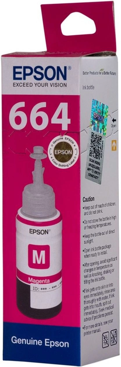 Чернила Epson 664 C13T664398 (аналог C13T66434A) пурпурный 70мл для Epson L100